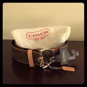 NWT Coach Brown Jacquard Monogram Belt (M)